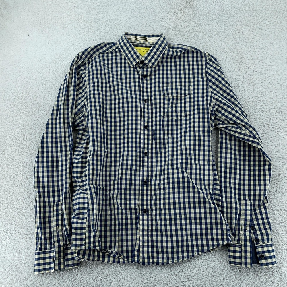 Descendant of Thieves Shirt Mens Large Blue Gingham Button Down Long Sleeve